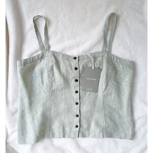 NWT Everlane Linen Picnic Top in Laurel size 4